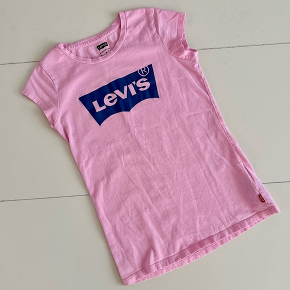 Levi's Kids Girls' Embellished Vintage Original Batwing Pink Blue T-Shirt - Picture 1 of 4